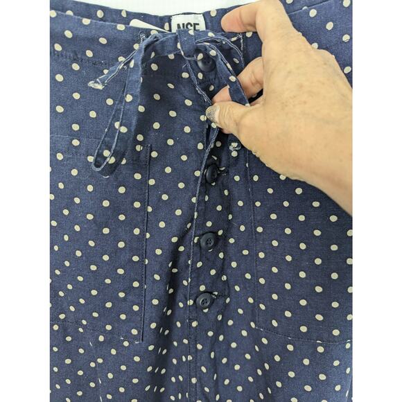 NSF Carlson Pant Drop Crop Navy White Polka Dot Drawstring Waist Crop NWT M - Picture 8 of 11